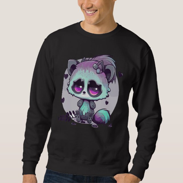 Pastel Goth Raccoon Creepy Cute Menhera Gothic Sweatshirt (Vorderseite)