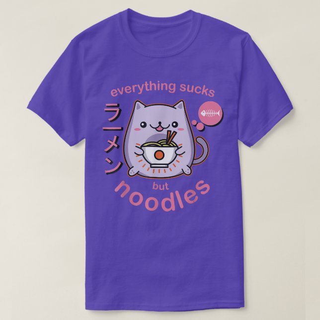 Pastel Goth Ramen Noodle Cat Anime Kawaii  T-Shirt (Design vorne)