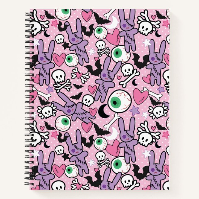 Pastel Goth Rockabilly Spooky Bunny Notizbuch (Vorderseite)