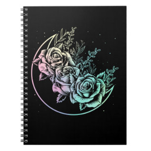 Pastel Goth Rose Moon Gothic Crescent Blume Notizblock
