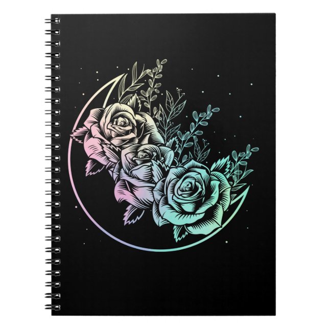 Pastel Goth Rose Moon Gothic Crescent Blume Notizblock (Vorderseite)