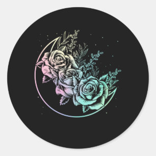 Pastel Goth Rose Moon Gothic Crescent Blume Runder Aufkleber