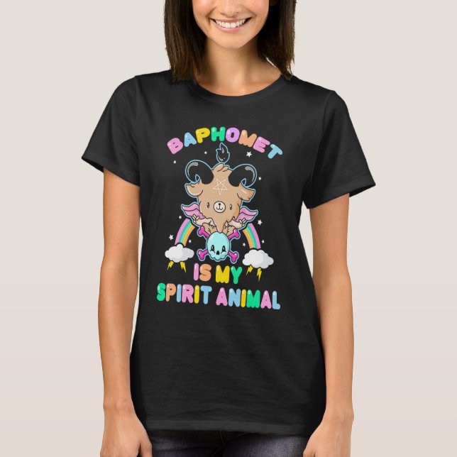 Pastel Goth Satanic Emo  Baphomet Is My Spirit Ani T-Shirt (Vorderseite)
