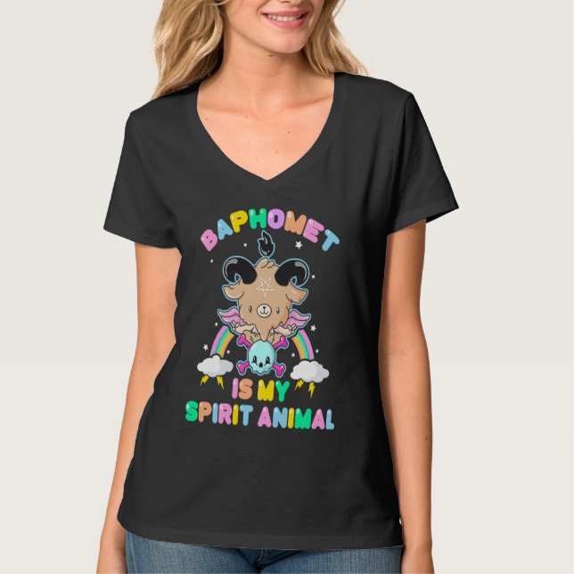 Pastel Goth Satanic Emo  Baphomet Is My Spirit Ani T-Shirt (Vorderseite)