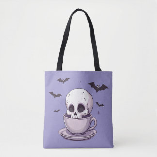 Pastel-Goth-Schädel in Teetasse