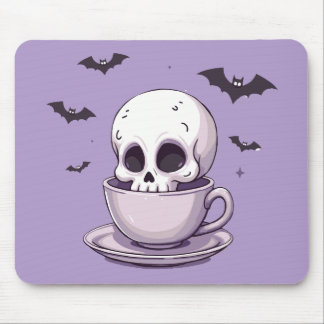 Pastel-Goth-Schädel in Teetasse Mousepad