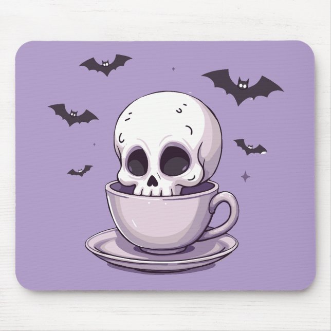 Pastel-Goth-Schädel in Teetasse Mousepad (Vorne)