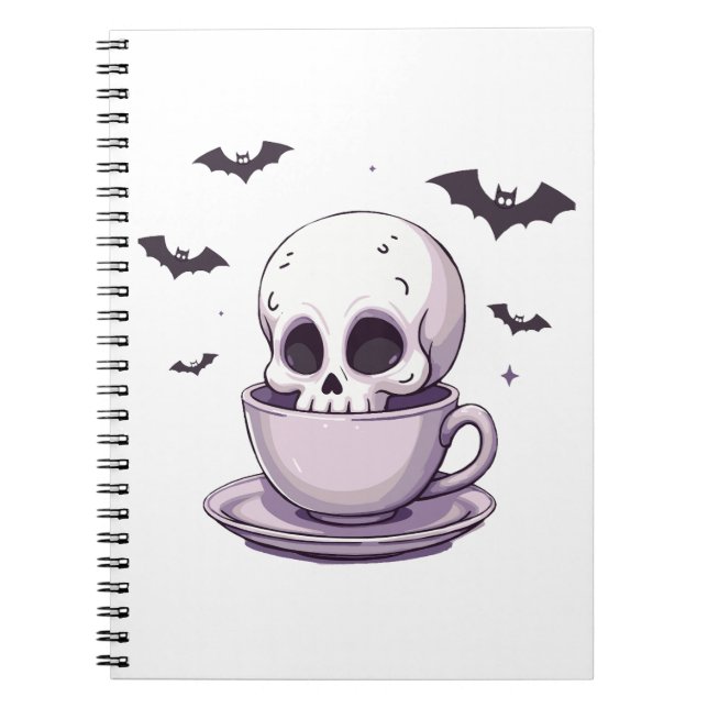 Pastel-Goth-Schädel in Teetasse Notizblock (Vorderseite)