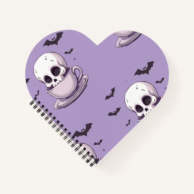 Pastel-Goth-Schädel in Teetasse Notizbuch (Vorderseite)