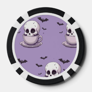 Pastel-Goth-Schädel in Teetasse Pokerchips