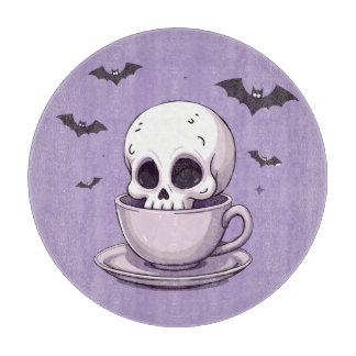 Pastel-Goth-Schädel in Teetasse Schneidebrett