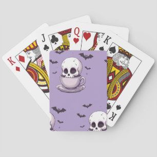 Pastel-Goth-Schädel in Teetasse Spielkarten