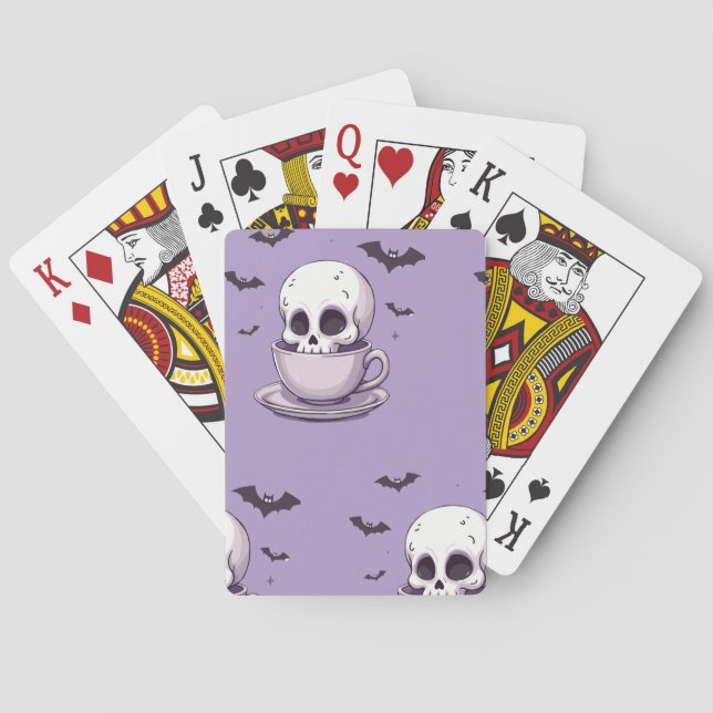 Pastel-Goth-Schädel in Teetasse Spielkarten (Rückseite)