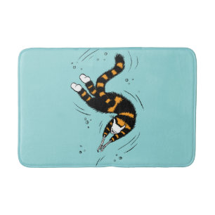 Pastel Goth Schwimmen Katze Skelett Badematte