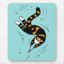 Pastel Goth Schwimmen Katze Skelett Mousepad