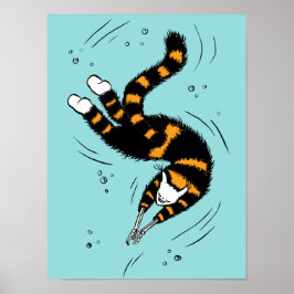 Pastel Goth Schwimmen Katze Skelett Poster