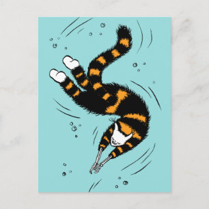 Pastel Goth Schwimmen Katze Skelett Postkarte