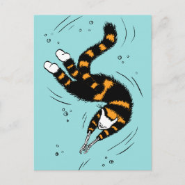 Pastel Goth Schwimmen Katze Skelett Postkarte