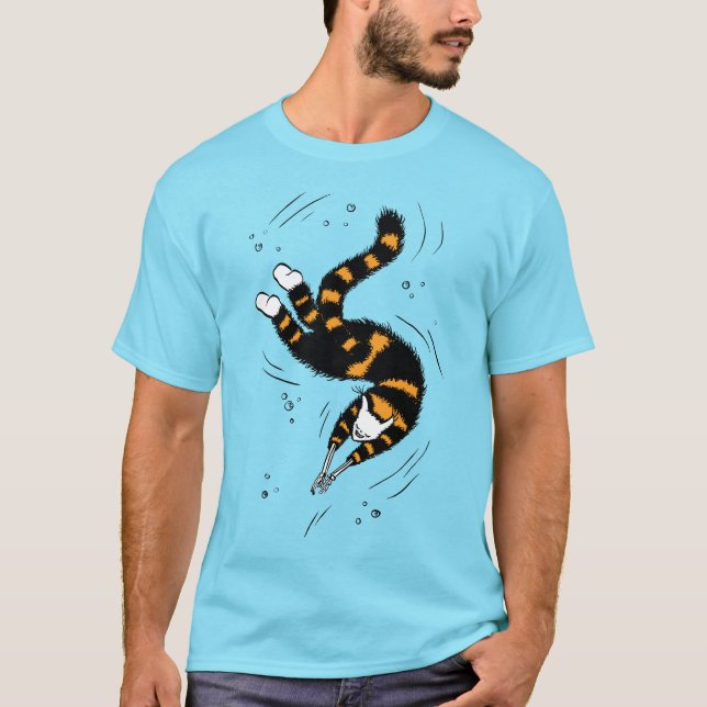 Pastel Goth Schwimmen Katze Skelett T-Shirt (Vorderseite)