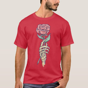 Pastel Goth Skeleton Hand halten eine Rote Rose T-Shirt