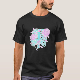 Pastel Goth Skeleton Rib Cage Soft Grunge Y2K Kawa T-Shirt