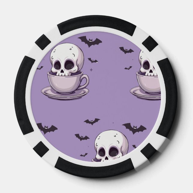 Pastel Goth Skull in Teacup Pokerchips (Rückseite)