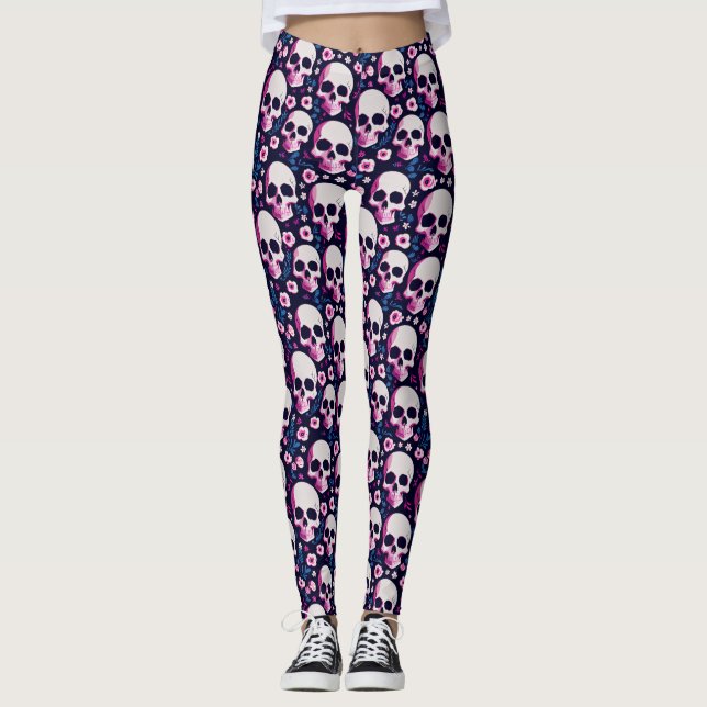 Pastel Goth Skull Leggings (Vorderseite)