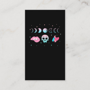 Pastel Goth Skull Moon Kawaii Make up Hexe Visitenkarte