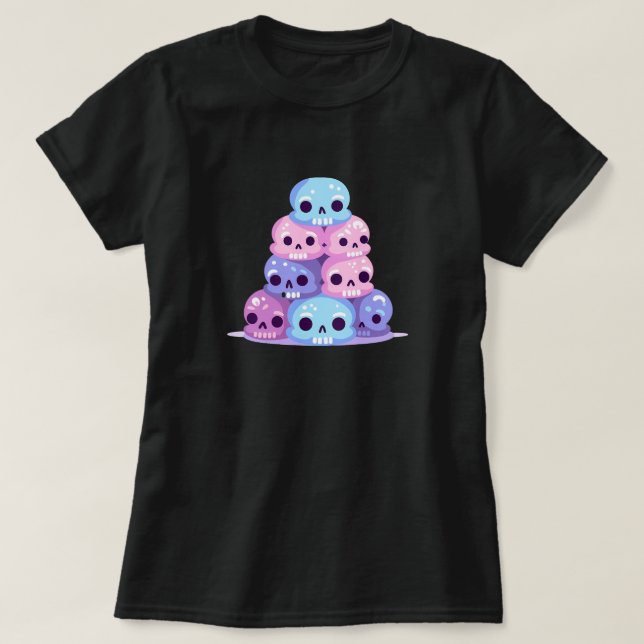Pastel-Goth-Stack-Cute-Skulls-T-Shirt T-Shirt (Design vorne)