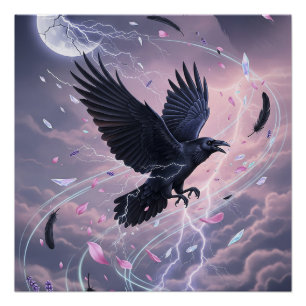 Pastel-Goth-Sturmrabe mit Kristallen Poster