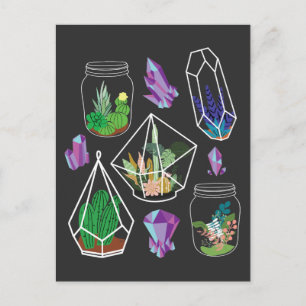 Pastel Goth Succulent Cactus Kawaii Terrarium Postkarte