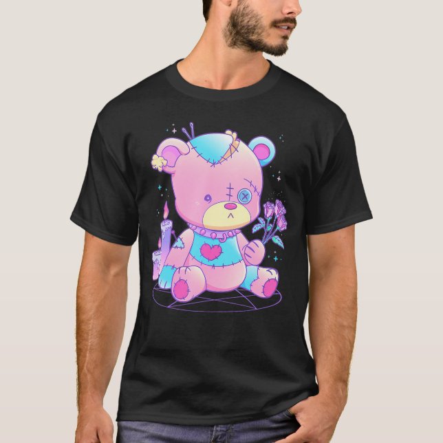 Pastel Goth Teddy Bear Japanischer Anime Kawaii De T-Shirt (Vorderseite)