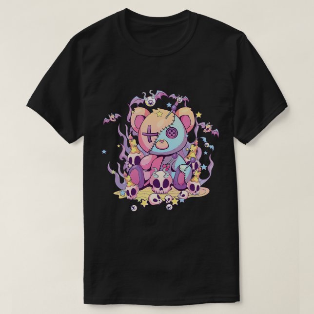 Pastel Goth Teddy Bear Voodoo Doll Cute Aesthetic T-Shirt (Design vorne)