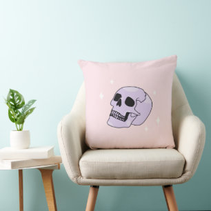 Pastel-Goth-Totenkopf-Wurfkissen Rosa Ästhetik Kissen