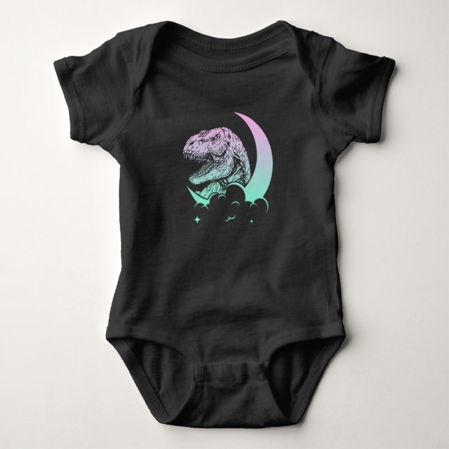 Pastel Goth Trex Moon Wiccan Dinosaurs Baby Strampler (Vorderseite)