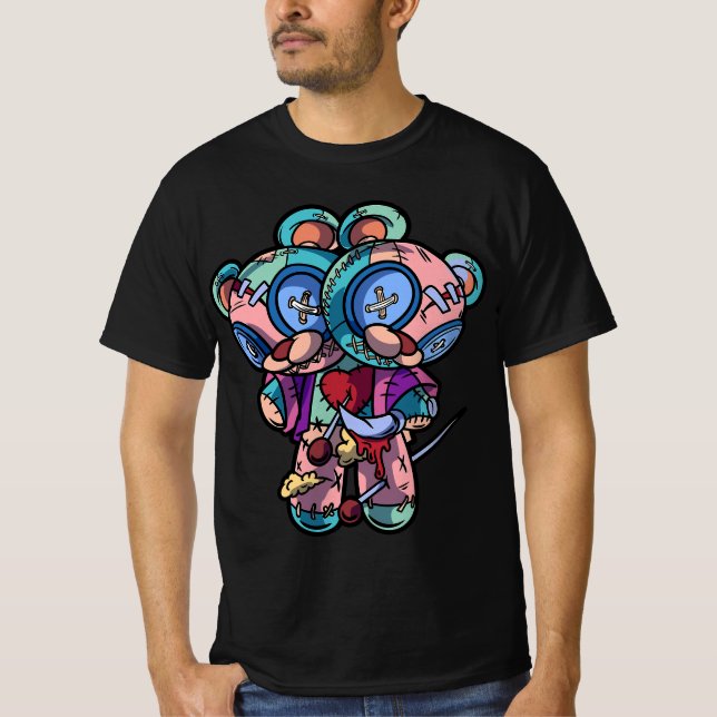 Pastel Goth Two Headed Teddy Bear Voodoo Doll For  T-Shirt (Vorderseite)