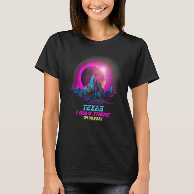Pastel Goth Vaporwave Total Solar Eclipse 2024 Tex T-Shirt (Vorderseite)