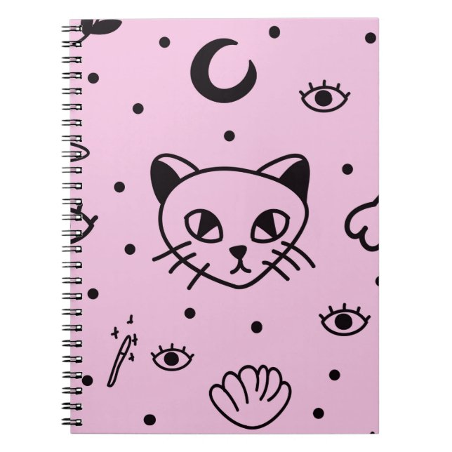 Pastel Goth Wiccan Cat Notebook - Bezaubernd Notizblock (Vorderseite)