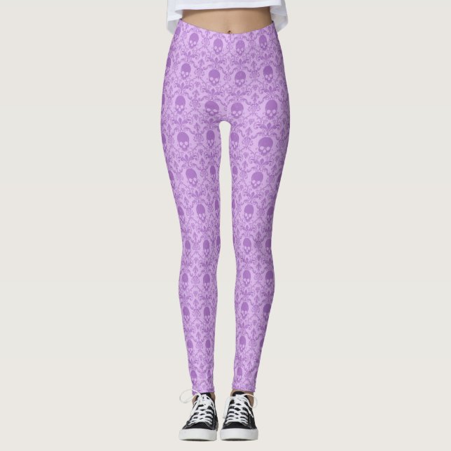 Pastel Gothic Baroque Skull Pattern Leggings (Vorderseite)