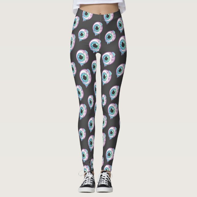 Pastel Gothic Candy Eyeball Pattern Leggings (Vorderseite)