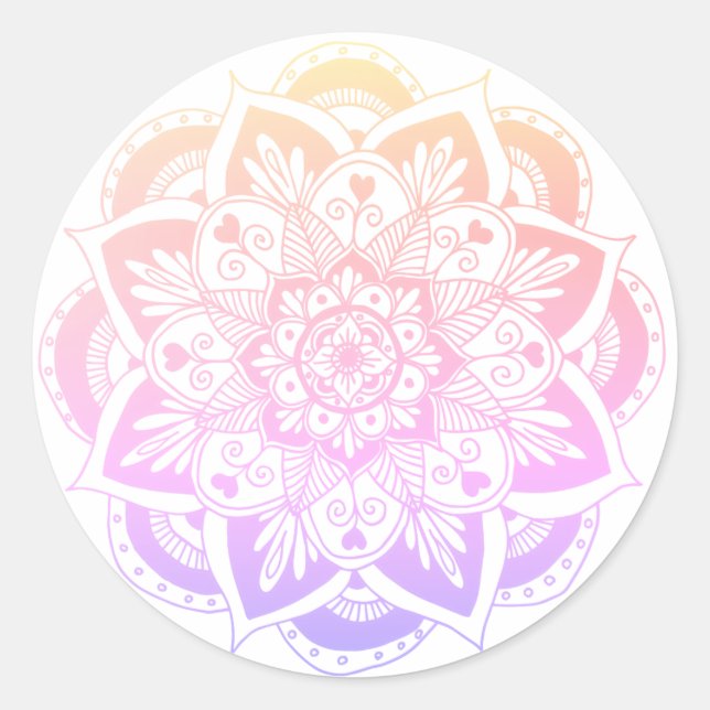 Pastel Gradient Flower Mandala Sticker (Vorderseite)