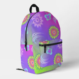 Pastel Gradient Flowers and Butterflies Bedruckter Rucksack