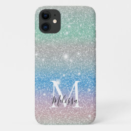 Pastel Gradient Glitzer Sparkle Monogram Name Case-Mate iPhone Hülle