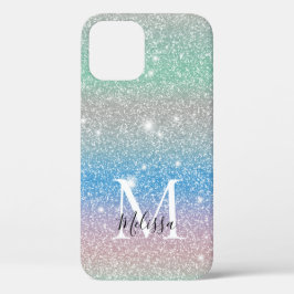 Pastel Gradient Glitzer Sparkle Monogram Name Case-Mate iPhone Hülle