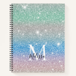 Pastel Gradient Glitzer Sparkle Monogram Notizbuch