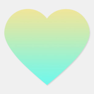 Pastel Gradient Hintergrund Türkis Gelb Herz-Aufkleber