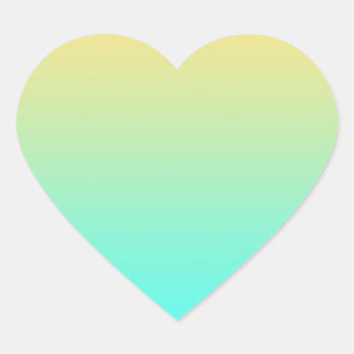Pastel Gradient Hintergrund Türkis Gelb Herz-Aufkleber