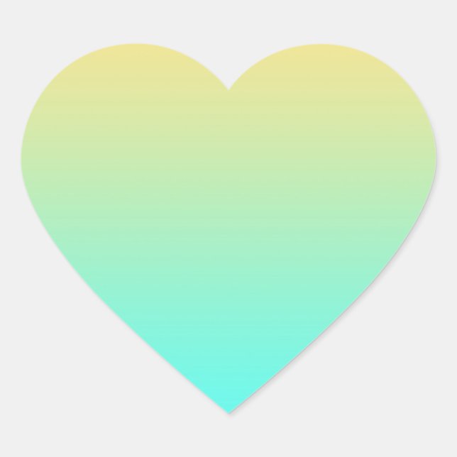 Pastel Gradient Hintergrund Türkis Gelb Herz-Aufkleber (Vorderseite)