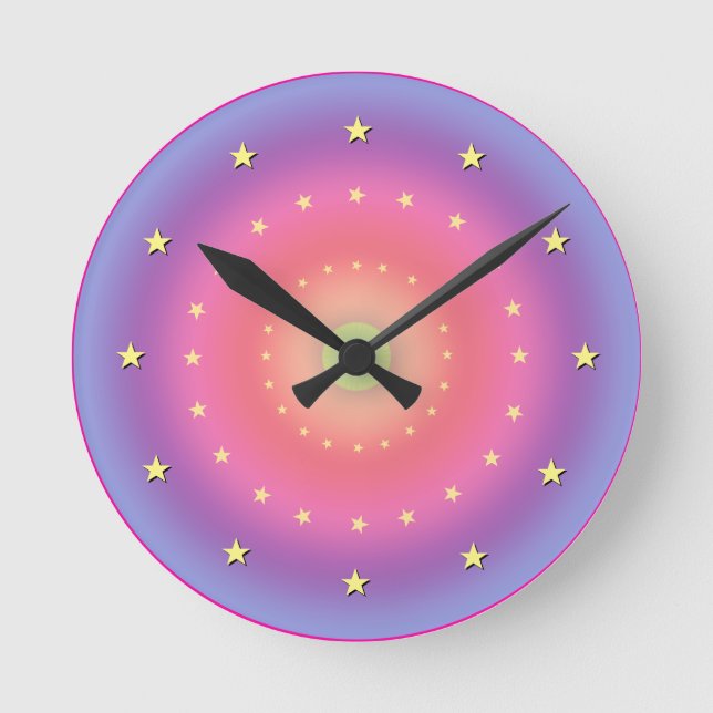 Pastel Gradient mit Stars Wall Clock Runde Wanduhr (Vorderseite)