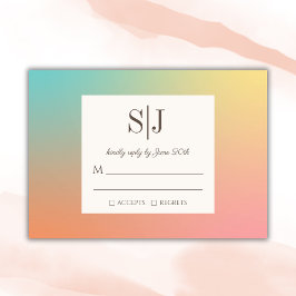 Pastel Gradient Rainbow Wedding RSVP Card
